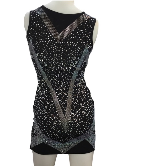NWT KIKIRIKI Embellished Asymmetrical Mini Dress In Black Small - Picture 2 of 8